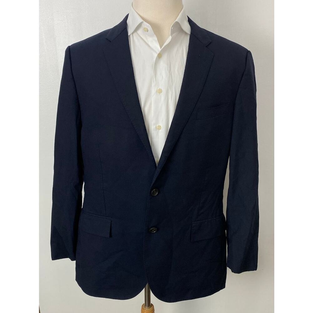 Men J. Crew Ludlow Loro Piana navy 2-button wool blazer sport coat jacket 44R
